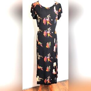 VINTAGE DOROTHY SCHOELEN RAYON CREPE MAXI DRESS